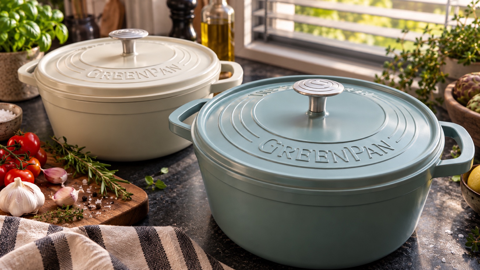 De eerste twee GreenPan-braadpannen uit de spaaractie van Albert Heijn