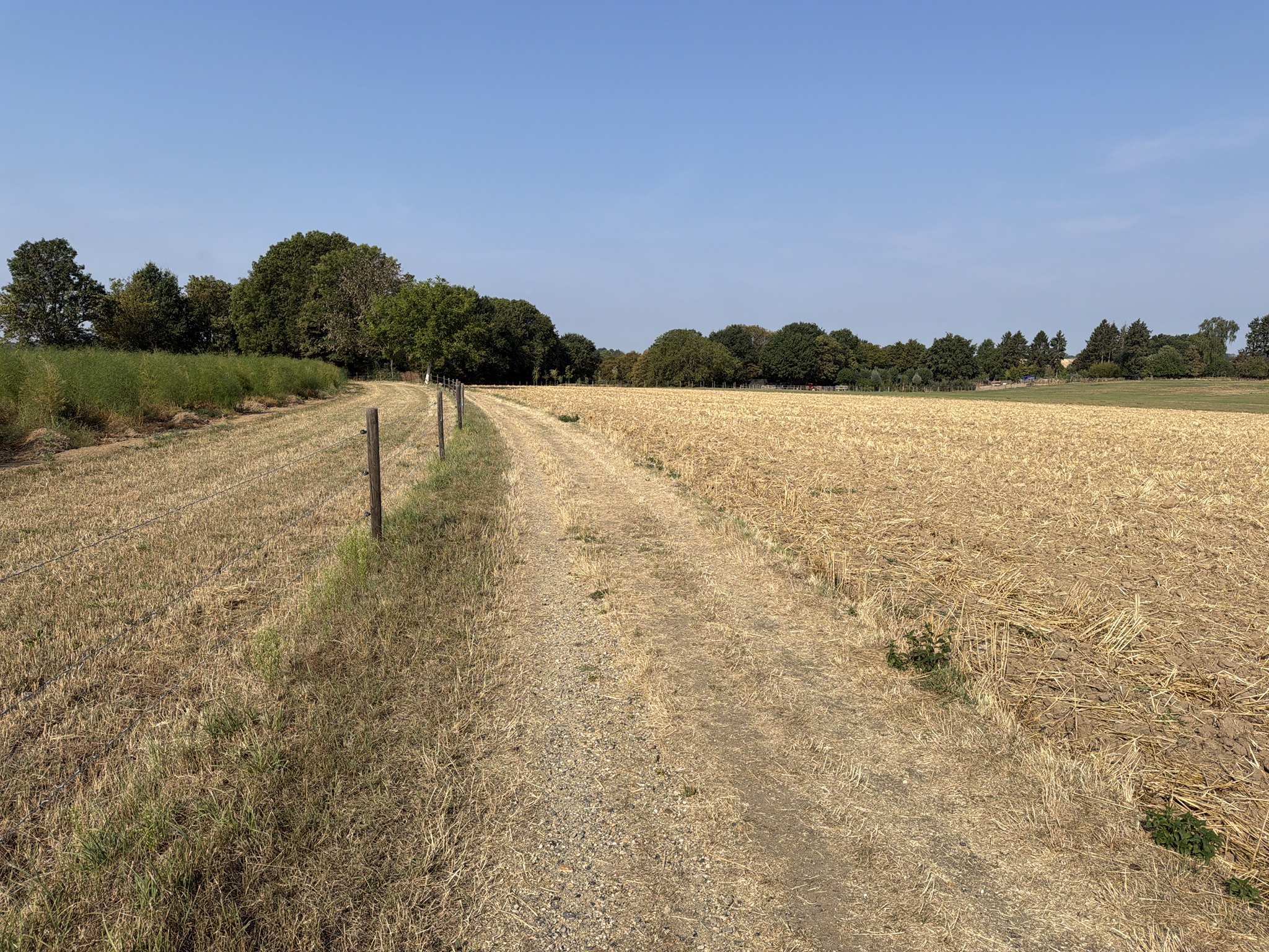 Droog gravelpad tussen de akkers bij Helle
