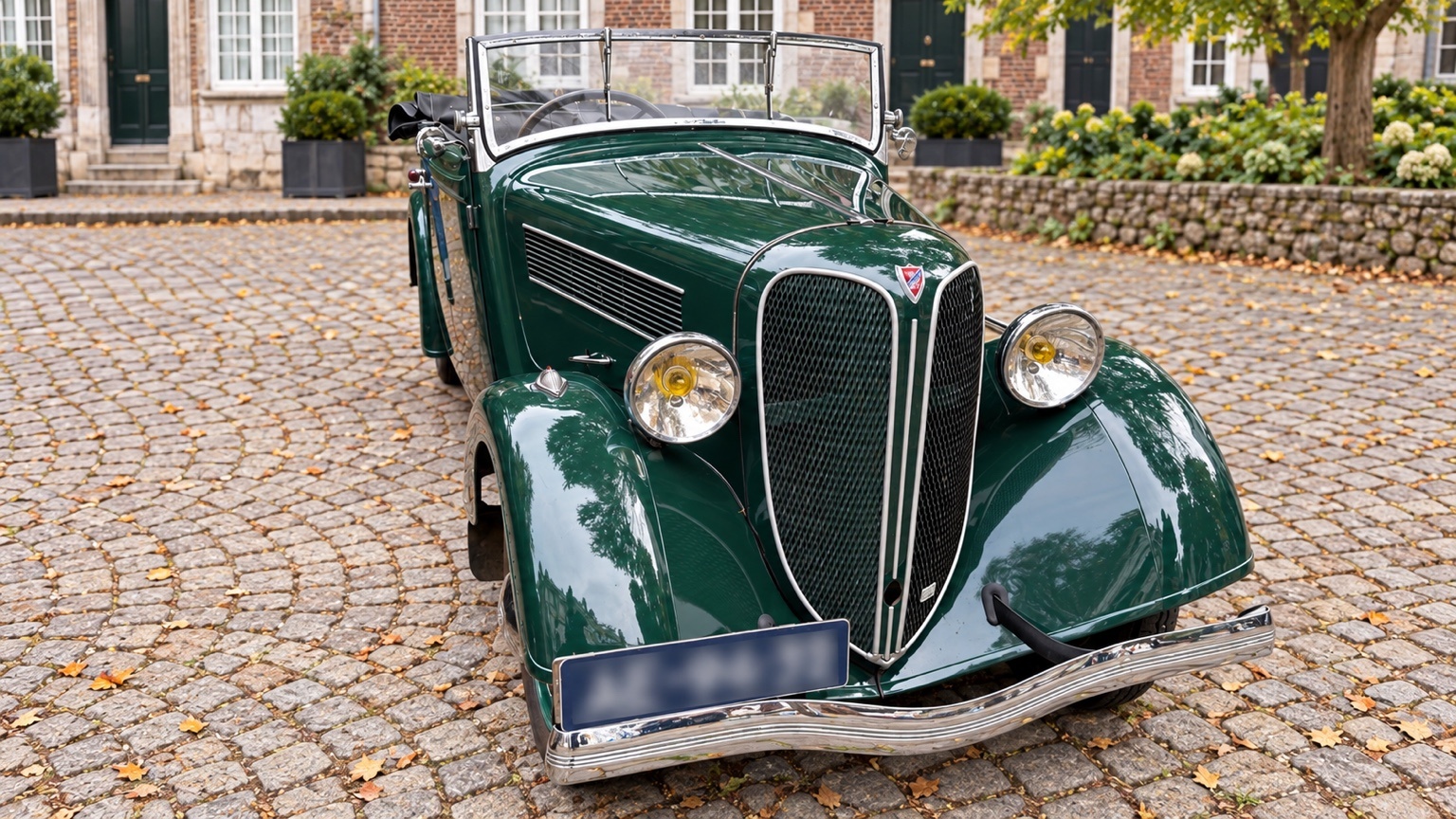 Groene klassieke auto in het Jekerkwartier